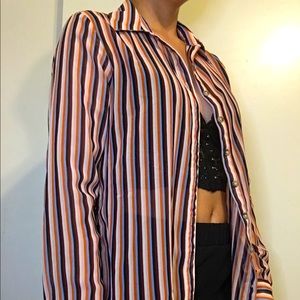 Multicolor Striped Button Down